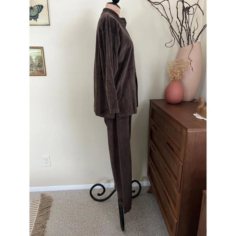 Vintage SK Sport Brown Velour Two Piece Lounge Set - Picture 3 of 6